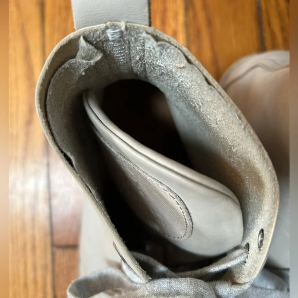 Brunello Cucinelli Grey Leather 7 hole Combat  Boots, size 38.5 - Picture 14 of 15